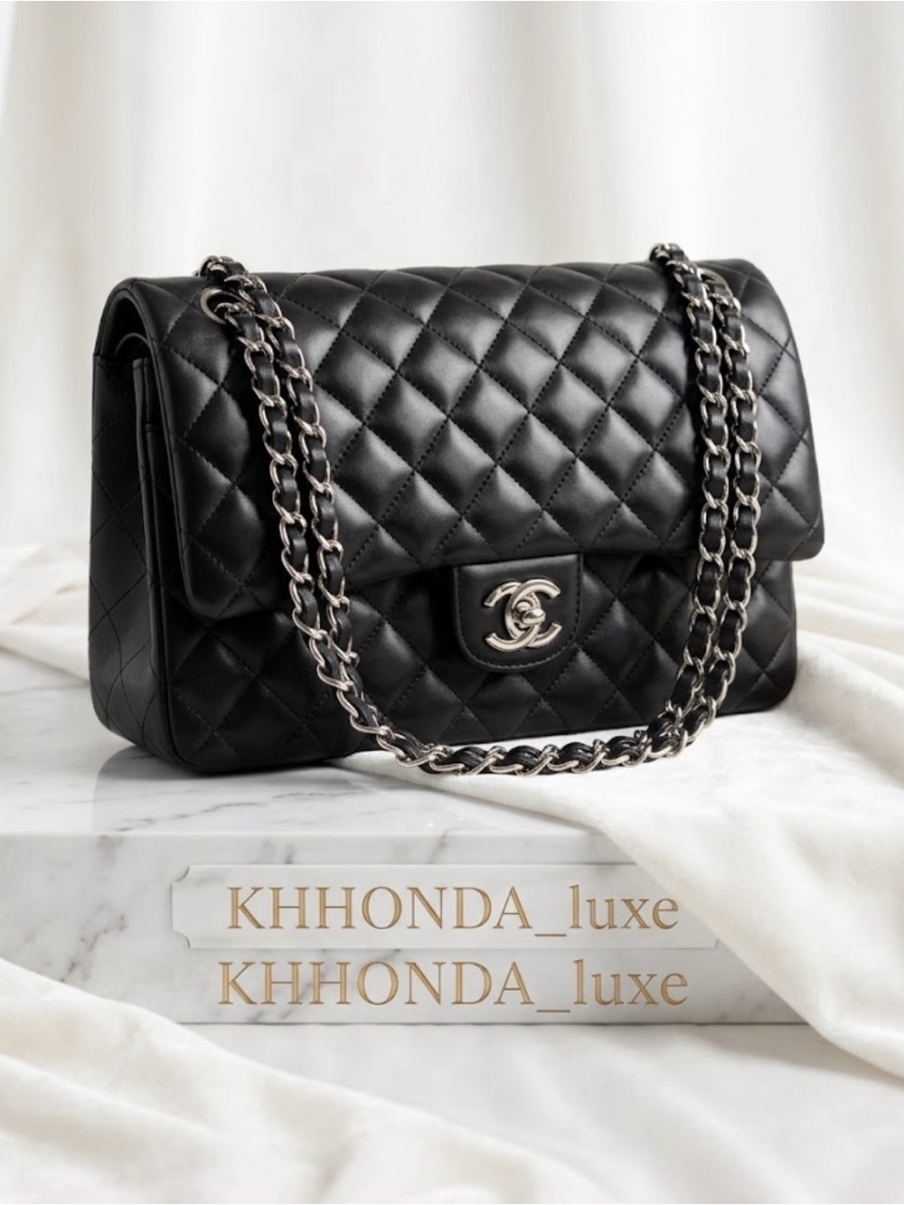 Black Quilted Leather Chain Shoulder Bag